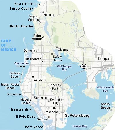 map waterfront gulf florida tampa bay